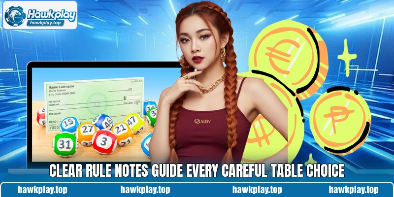 Clear rule notes guide every careful table choice Clear rule notes guide every careful table choice