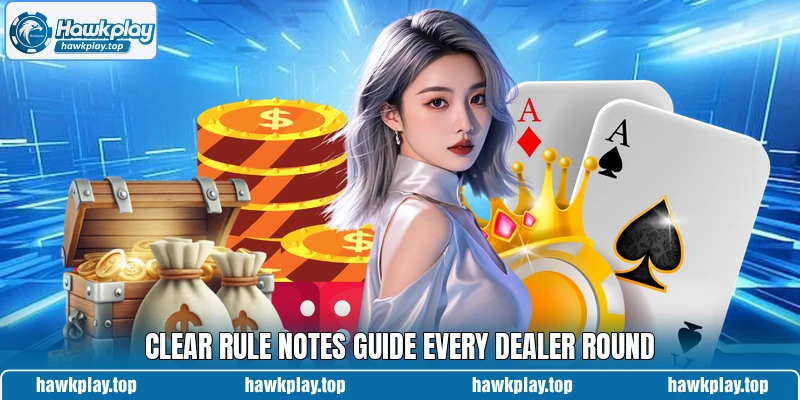Clear rule notes guide every dealer round Clear rule notes guide every dealer round