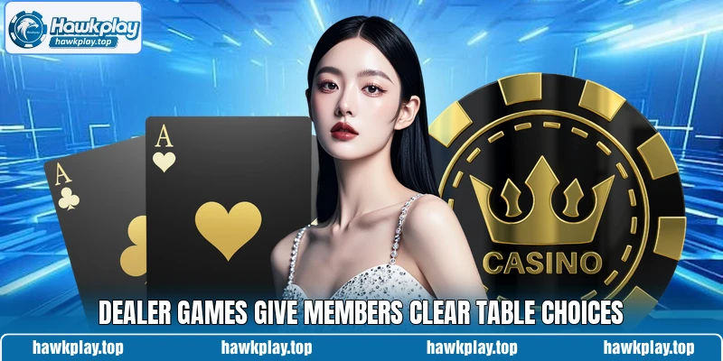 Dealer games give members clear table choices Dealer games give members clear table choices