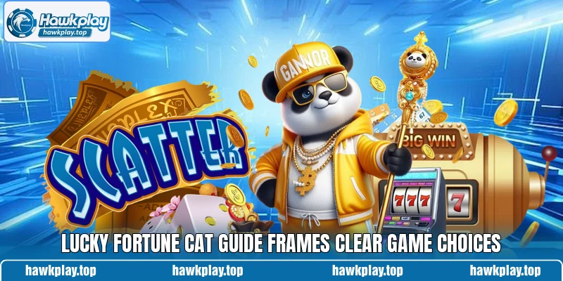 Lucky Fortune Cat guide frames clear game choices