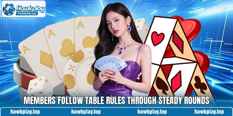Members follow table rules through steady rounds Members follow table rules through steady rounds