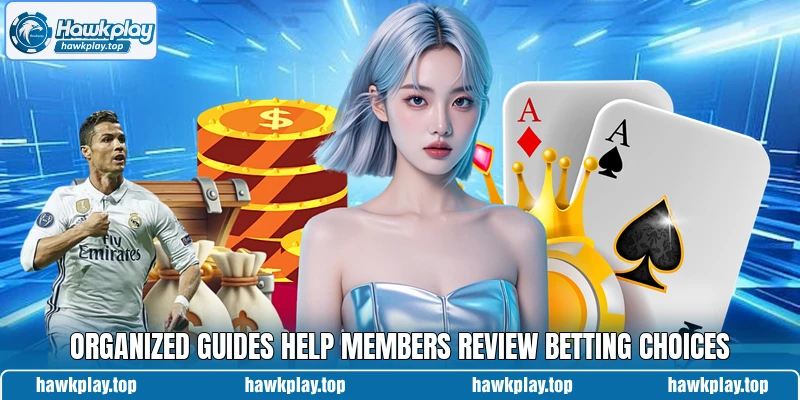 Organized guides help members review betting choices Organized guides help members review betting choices