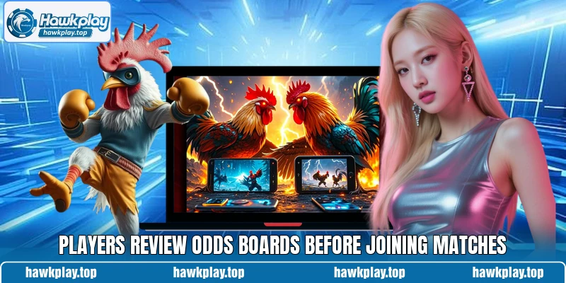 Players review odds boards before joining matches
