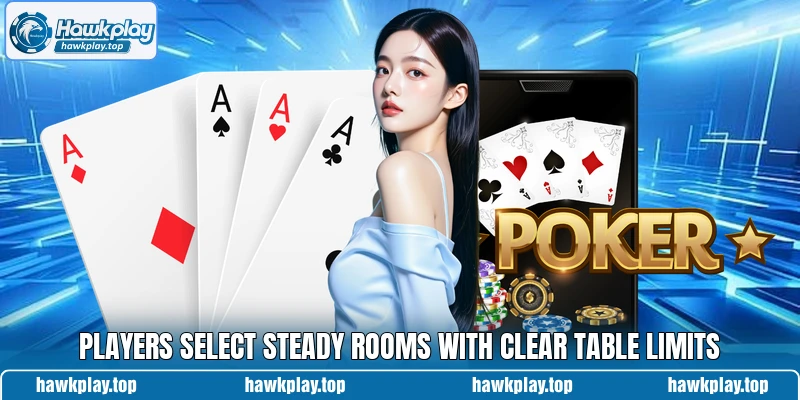 Players select steady rooms with clear table limits Players select steady rooms with clear table limits