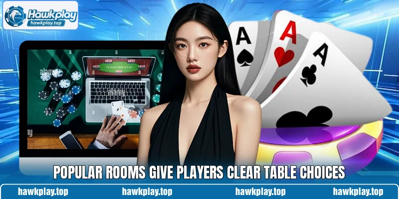 Popular rooms give players clear table choices Popular rooms give players clear table choices