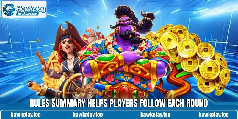 Rules summary helps players follow each round