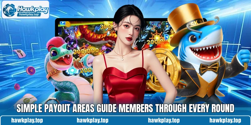 Simple payout areas guide members through every round Simple payout areas guide members through every round