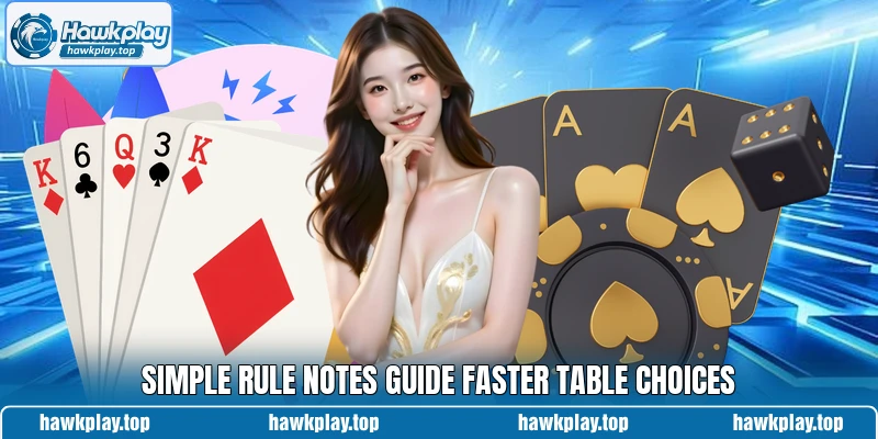 Simple rule notes guide faster table choices Simple rule notes guide faster table choices