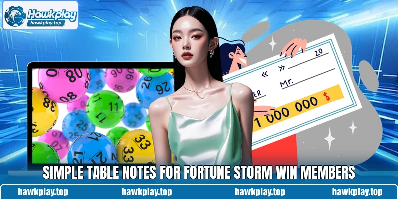 Simple table notes for Fortune Storm Win members Simple table notes for Fortune Storm Win members